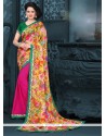 Competent Multi Colour Lace Work Brasso Jacquard Casual Saree
