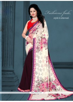 Engrossing Lace Work Brasso Jacquard Casual Saree