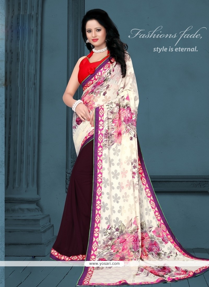Engrossing Lace Work Brasso Jacquard Casual Saree