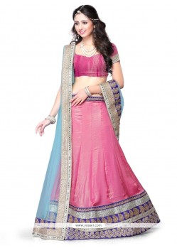 Picturesque Shimmer Georgette Pink A Line Lehenga Choli