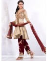 Mod Art Silk Cream Designer Salwar Suit
