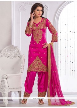 Fetching Hot Pink Designer Patiala Salwar Kameez