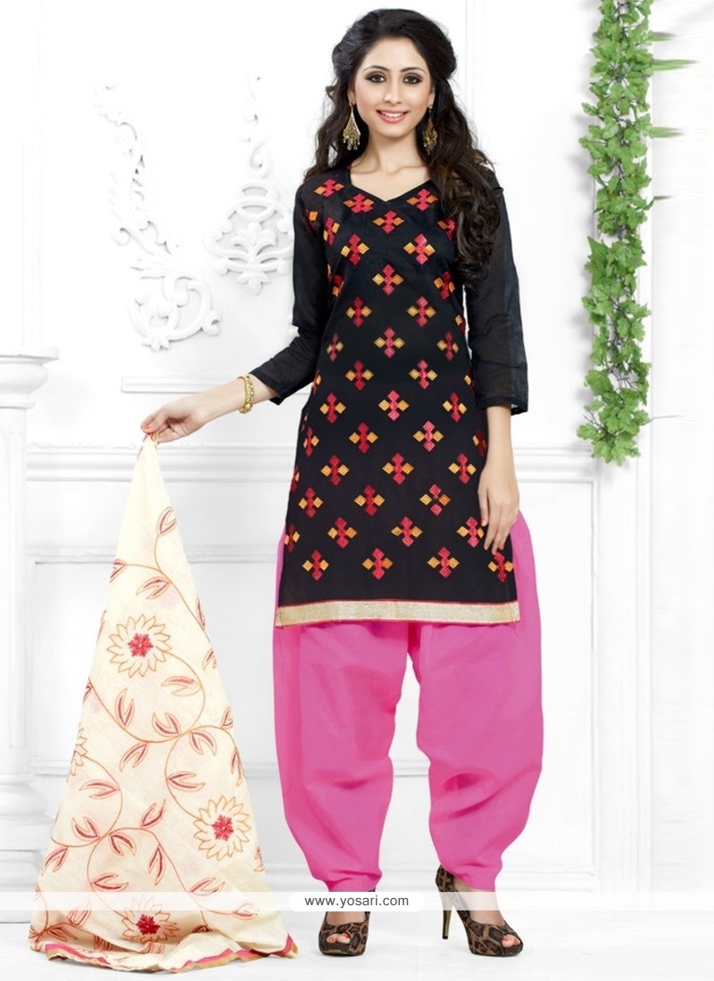 Customary Chanderi Cotton Lace Work Designer Patila Salwar Suit