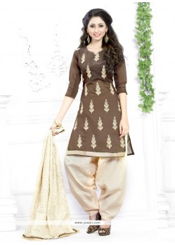 Bewitching Lace Work Chanderi Cotton Designer Patiala Suit