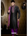 Classy Look Black Art Silk Sherwani