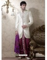 Beautiful Purple And Off White Indo - Westren Sherwani