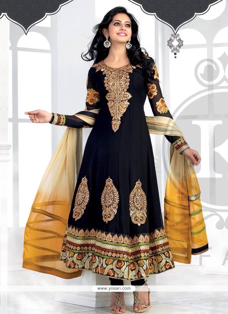 Mesmeric Black Zari Designer Anarkali Suit