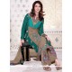 Gleaming Georgette Green Designer Palazzo Suit