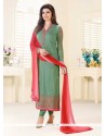 Prachi Desai Georgette Green Churidar Designer Suit