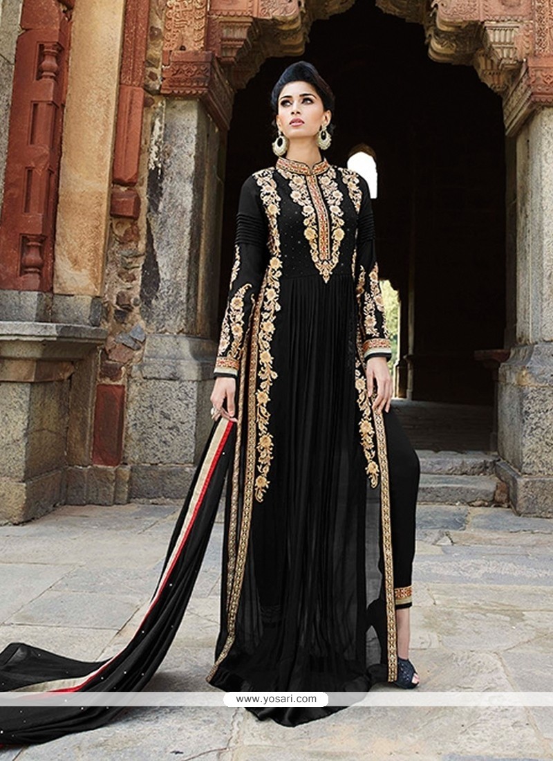 Festal Georgette Black Embroidered Work Designer Salwar Suit