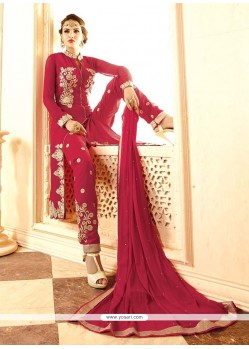 Vivacious Magenta Embroidered Work Georgette Designer Salwar Suit