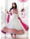 Off White And Pink Embroidery Anarkali Suit