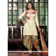 Exciting Cotton Cream Embroidered Work Designer Patiala Suit