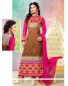 Magenta And Brown Embroidery Pakistani Salwar Suit