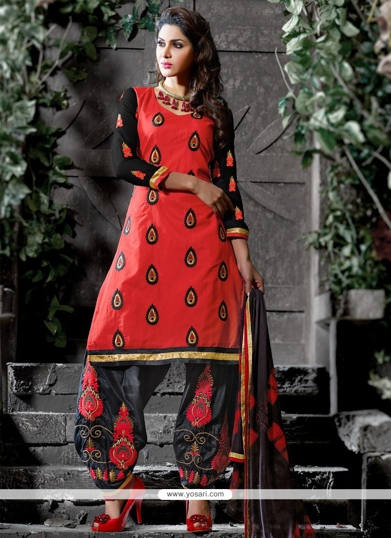 Attractive Chanderi Embroidered Work Designer Salwar Suit
