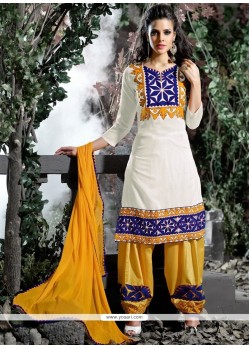 Aesthetic Off White Cotton Designer Salwar Suit