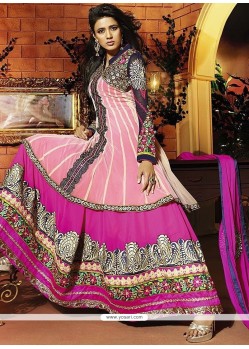 Noble Zari Work Hot Pink Anarkali Salwar Suit