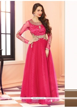 Malaika Arora Khan Embroidered Work Hot Pink Georgette Anarkali Salwar Suit
