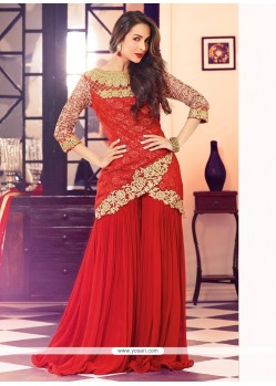 Malaika Arora Khan Red Designer Palazzo Salwar Suit