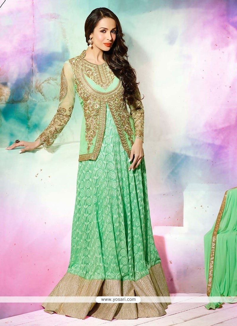 Malaika Arora Khan Green Georgette Designer Salwar Suit
