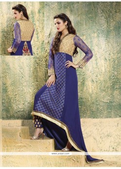Sophisticated Embroidered Work Blue Georgette Designer Salwar Suit