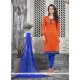 Orange Bhagalpuri Silk Churidar Designer Suit