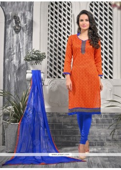 Orange Bhagalpuri Silk Churidar Designer Suit