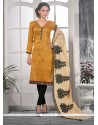Fantastic Bhagalpuri Silk Print Work Churidar Designer Suit