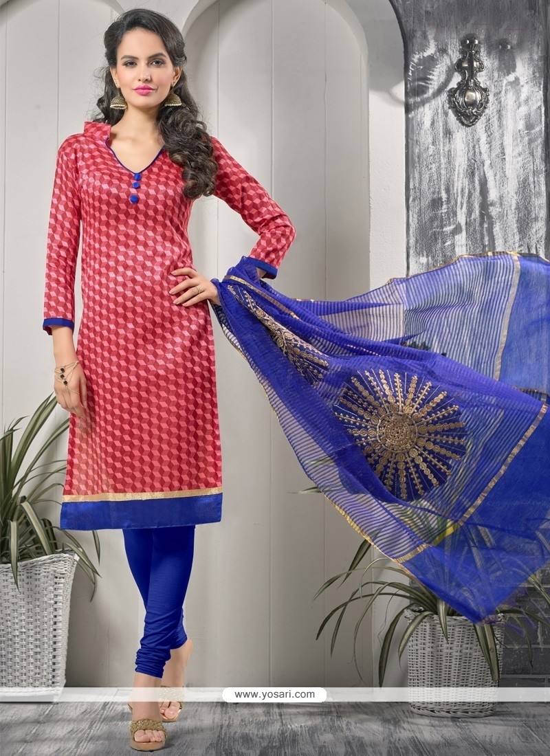 Flattering Bhagalpuri Silk Lace Work Churidar Designer Suit