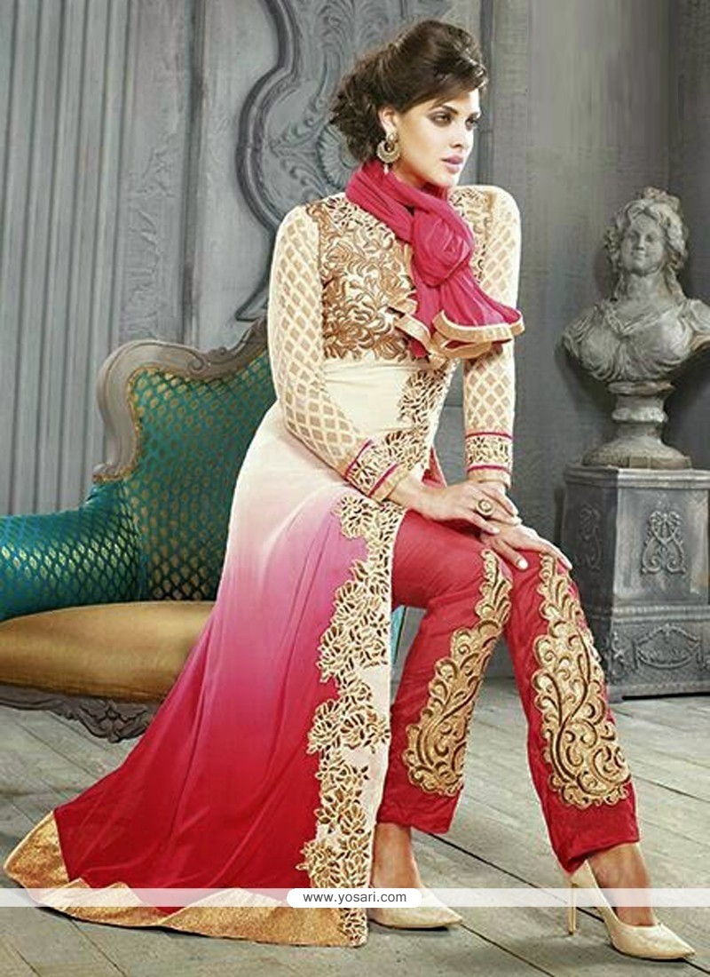 Fabulose Pink Shaded Georgette Salwar Suit