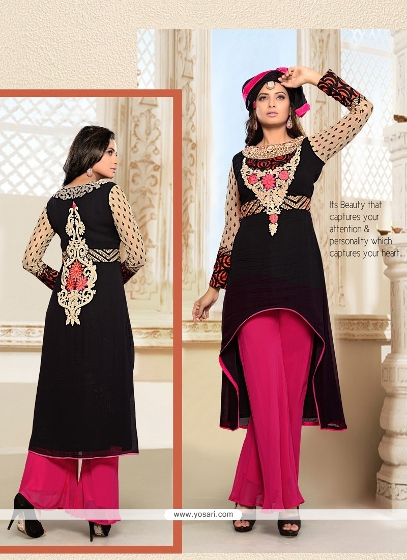 Perfervid Embroidered Work Net Black Designer Salwar Suit