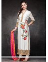 Competent Resham Work Raw Silk Designer Straight Salwar Kameez