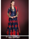 Invaluable Blue Raw Silk Anarkali Salwar Suit