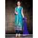 Demure Cutdana Work Turquoise Cotton Silk Churidar Salwar Kameez