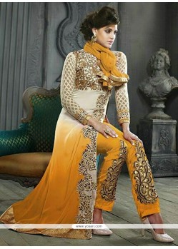 Breathtaking Mustard Georgette Pakistani Suit