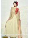 Customary Embroidered Work Net Cream Anarkali Salwar Suit