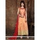 Topnotch Resham Work Orange Viscose Anarkali Salwar Suit