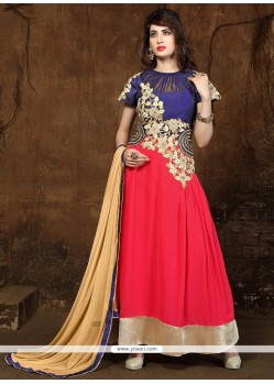 Immaculate Georgette Red Embroidered Work Anarkali Salwar Suit