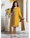Ayesha Takia Lace Work Yellow Churidar Designer Suit