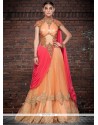 Orange And Peach Georgette Embroidered Work Floor Length Gown