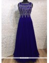Flawless Embroidered Work Net Blue Designer Gown