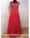 Tiptop Zari Work Net Hot Pink Designer Gown
