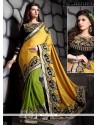 Observable Jacquard Green And Yellow Designer Saree