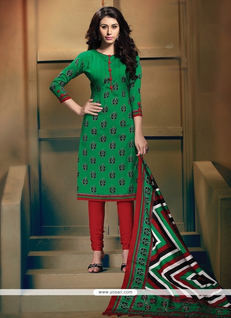 Surpassing Print Work Green Banglori Silk Churidar Designer Suit