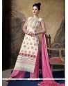 Genius Georgette Pink And White Designer Palazzo Salwar Suit