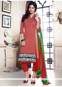 Baronial Red Pashmina Straight Pant Suit