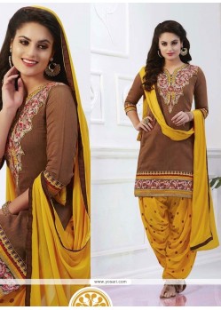 Glamorous Embroidered Work Yellow Designer Patiala Salwar Kameez