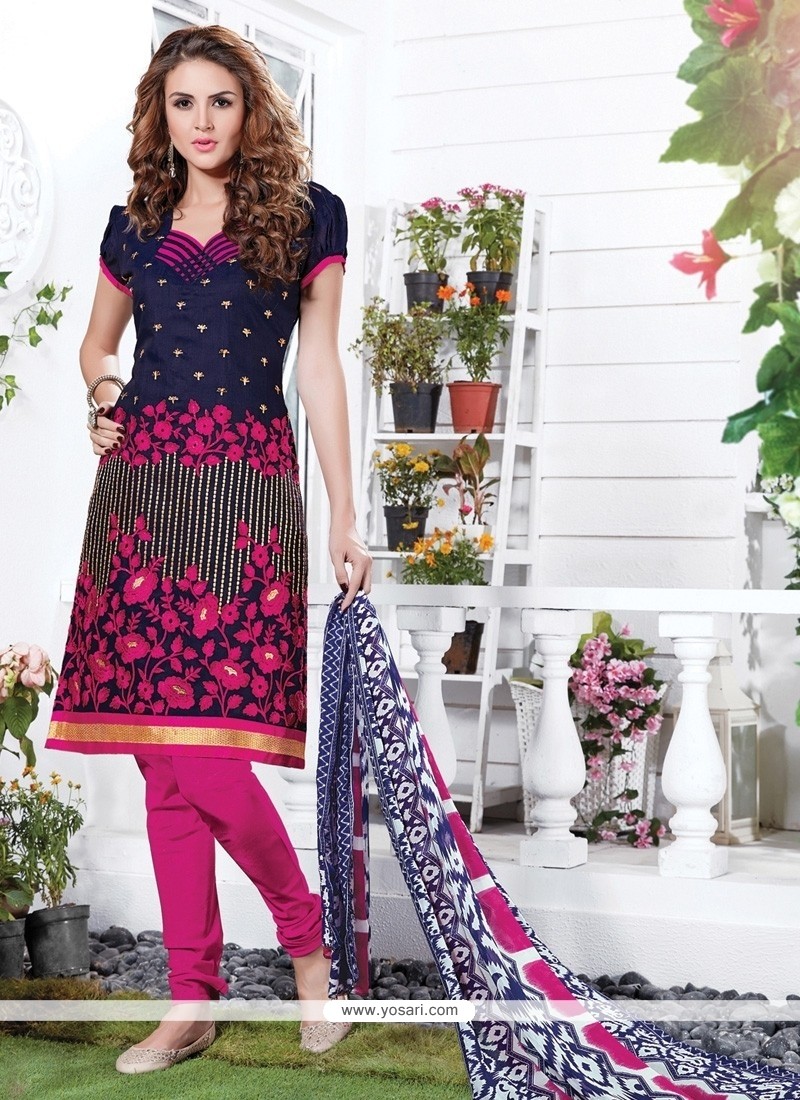 Especial Embroidered Work Navy Blue Churidar Suit