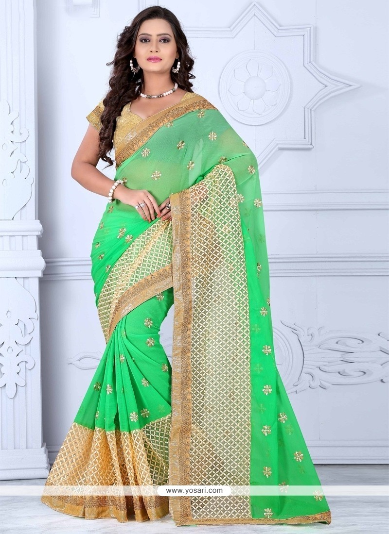 Fantastic Green Designer Saree