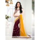 Majestic Resham Work White And Yellow Designer Saree